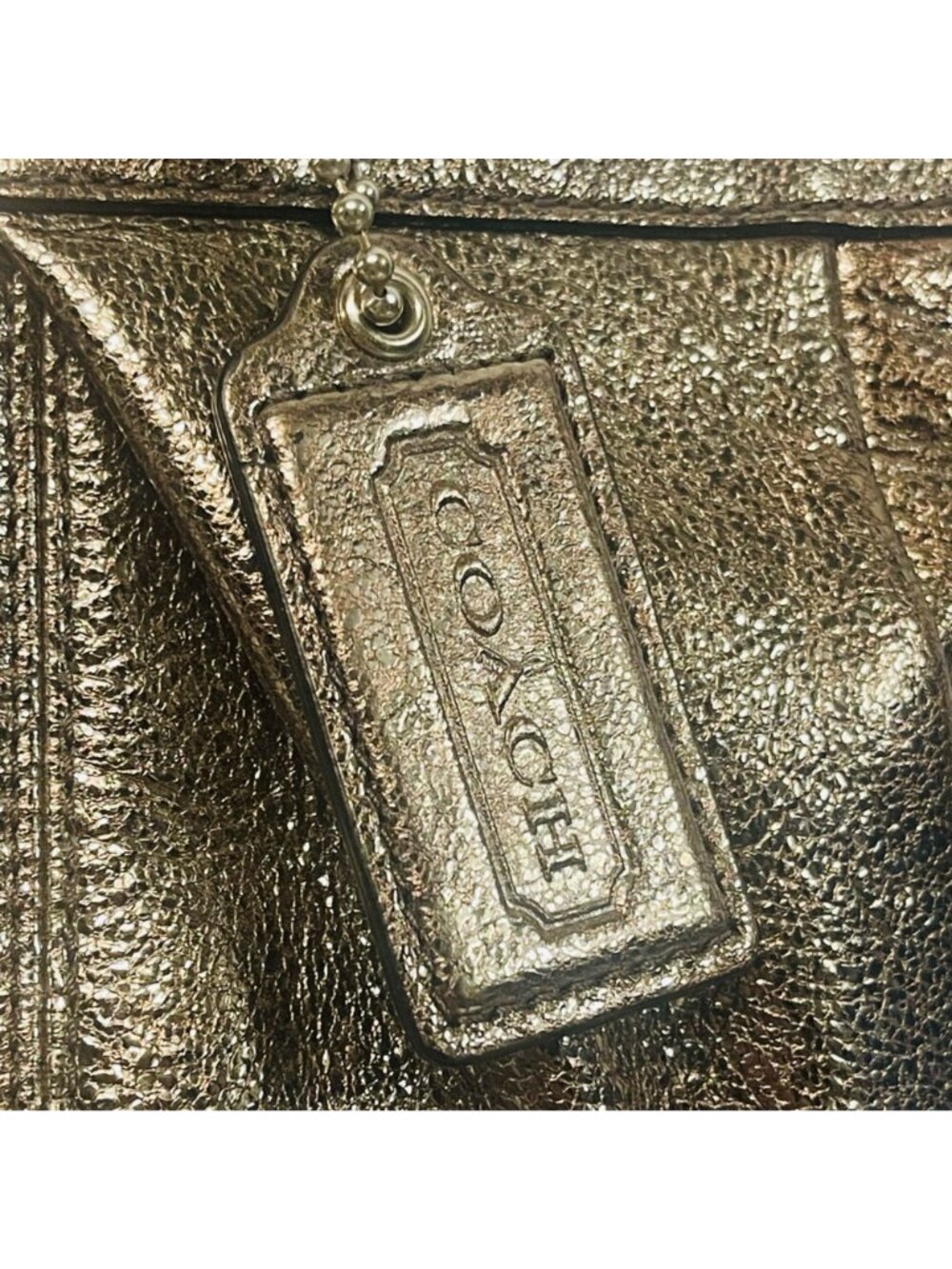 Coach Gallery F17721 Metallic Pewter Leather East West Tote Shoulder Bag Purse - Picture 12 of 16